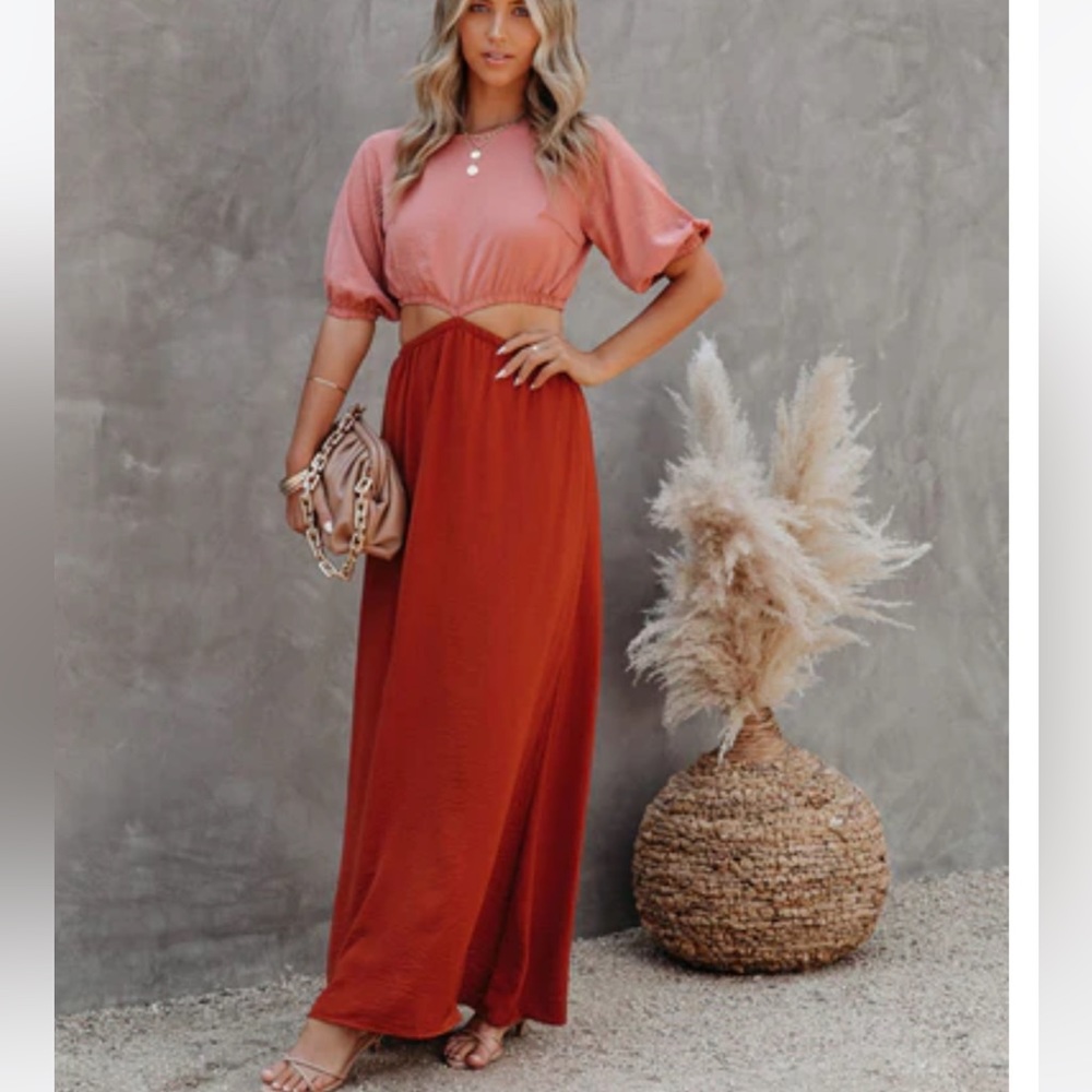 Vici Aguilar color block cutout maxi dress size S